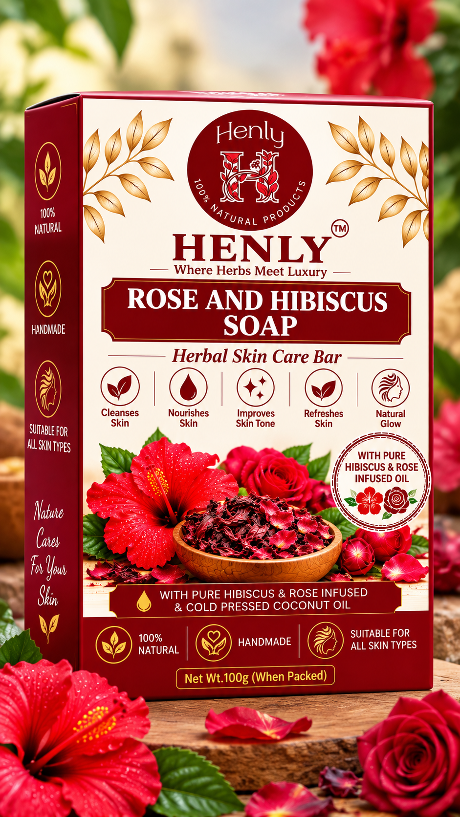 HENLY Rose & Hibiscus Soap - 100g